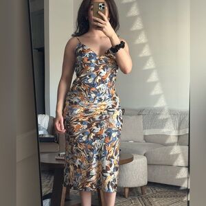 Abercrombie & Fitch Slip Dress with Swirl Print - Light Blue, Brown & Black